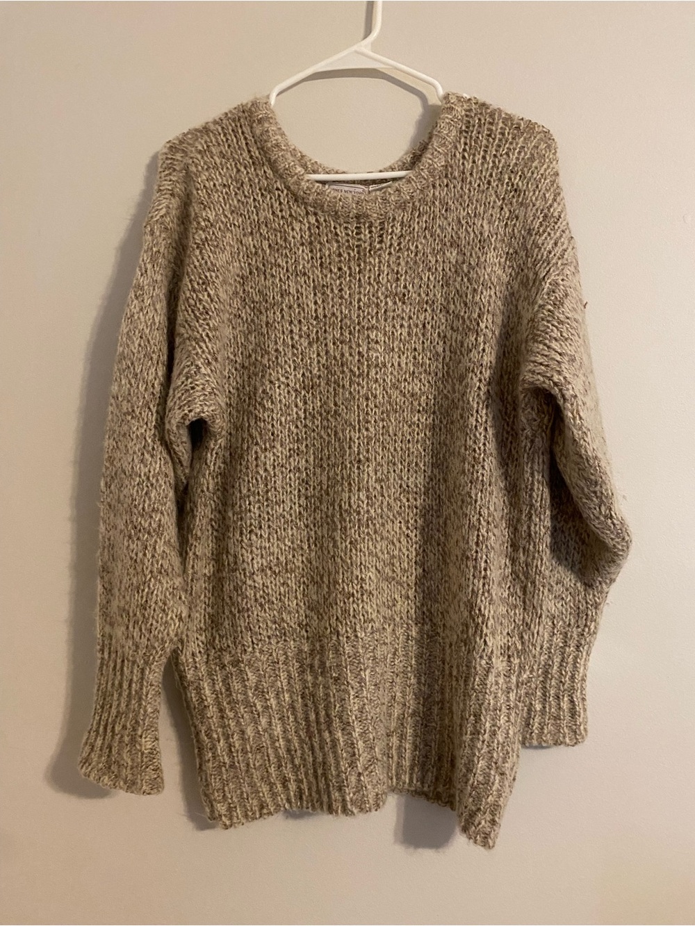 Jones New York Neutral Cream Crewneck Sweater